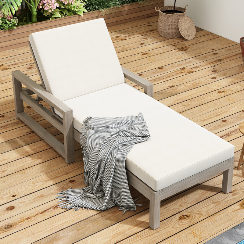 Chaise longue d'extérieur TREXM, chaise longue d'extérieur à 5 positions, chaise longue de patio avec coussin et dossier réglable, chaises longues de piscine pour la cour, la terrasse et la pelouse, gris