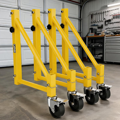 Paquet de 4 roulettes échafaudage de 5 po, capacité 1000 lb, stabilisateur en acier Q235 pour pieds d'échafaudage de 1,57 po, jaune