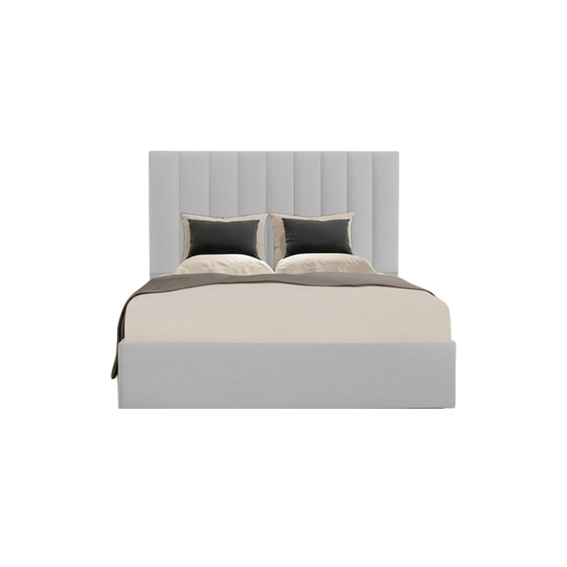 Besar Upholstered Ottoman Storage Bed, Double (4'6), Light Silver