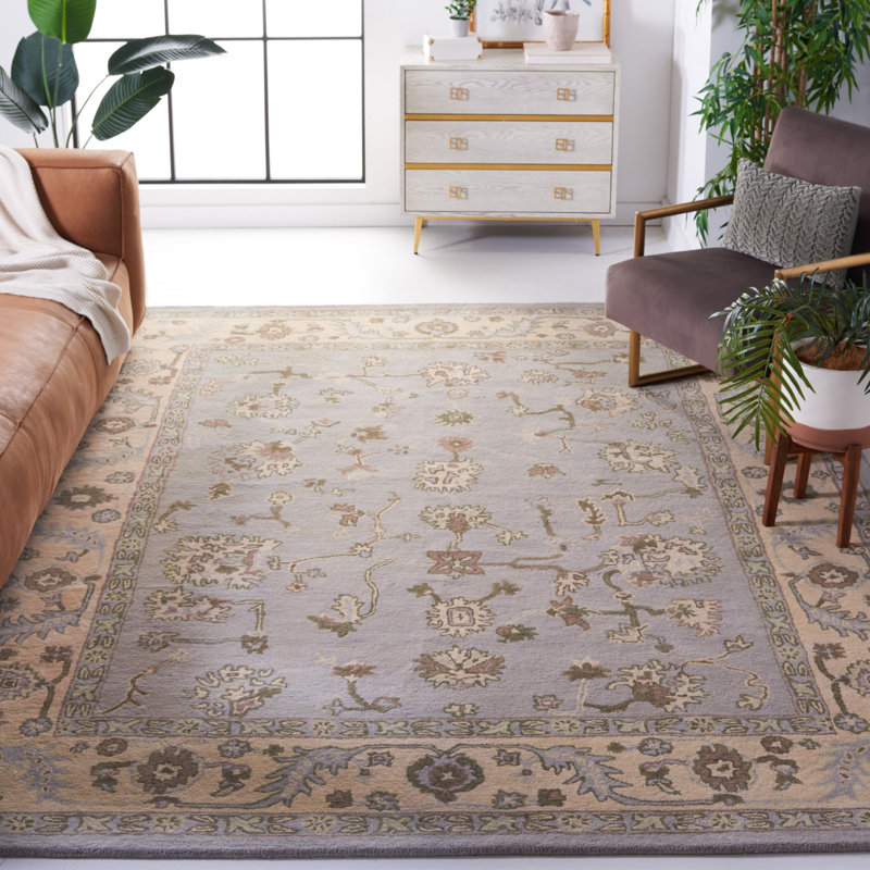 Newfields Oriental Hand-Tufted Wool Beige/Grey Area Rug, Rectangle 8' x 10'
