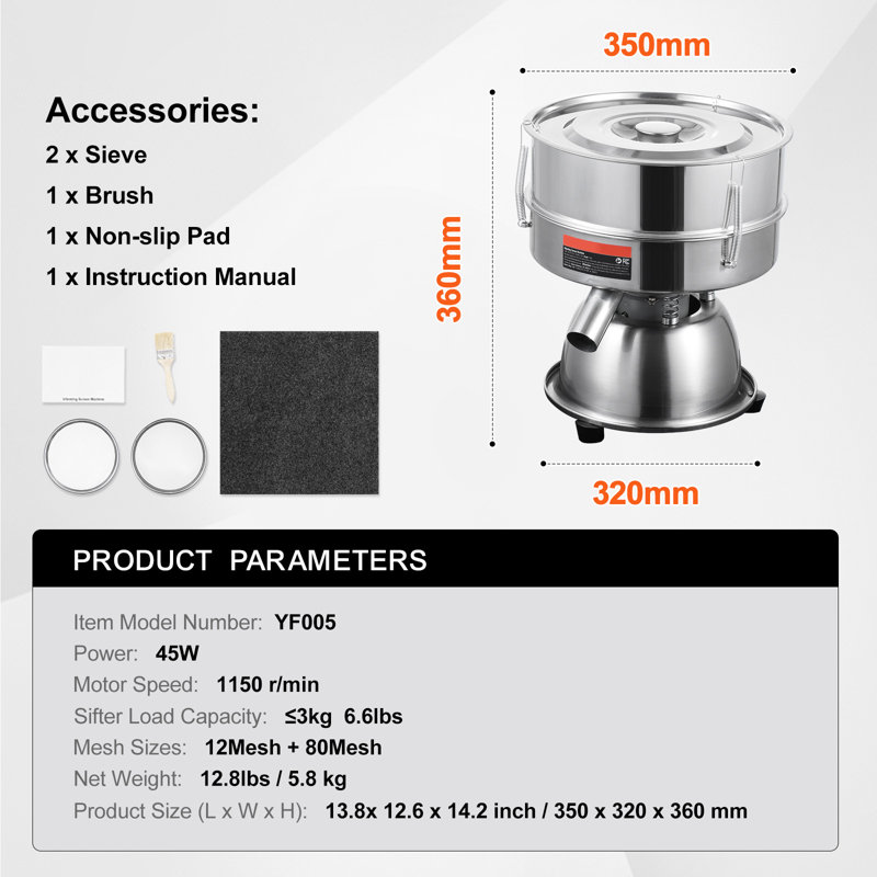 Electric Vibrating Sieve Machine with 12+80 Mesh Automatic Sifter Shaker