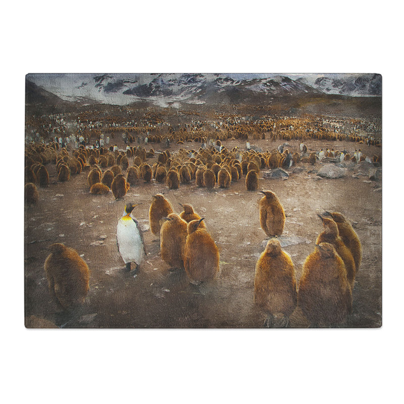 Tempered Glass King Penguins & Mountains Chopping Board, 28.5 cm x 39 cm