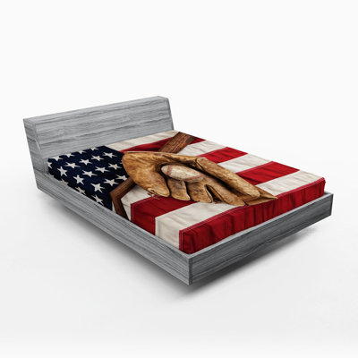 Ensemble de 2 drap-housse drapeau américain Ambesonne Grunge Baseball brun rouge bleu