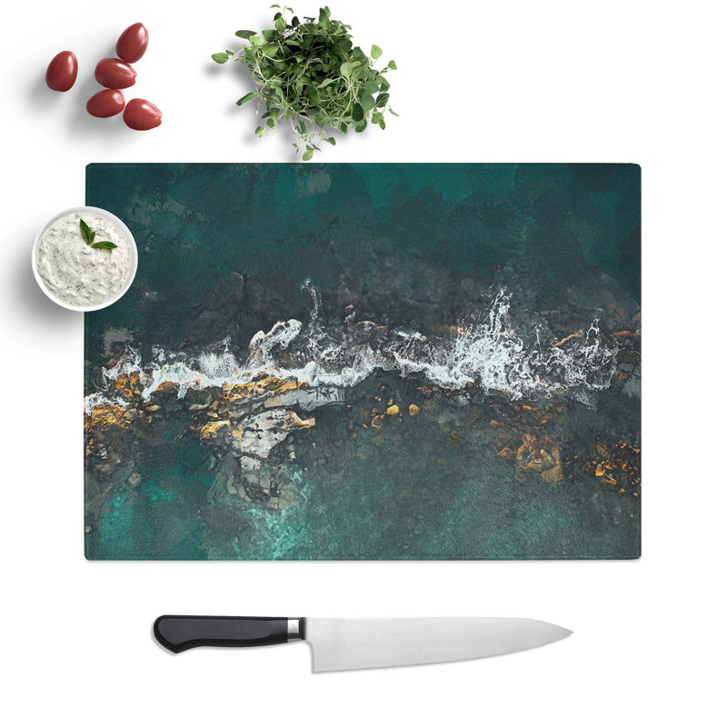 Tempered Glass Coast of Hawaii Chopping Board, 28.5 cm W x 20 cm L