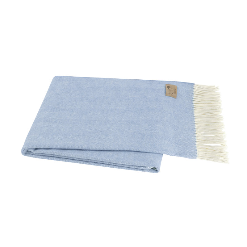 Italian Herringbone Throw, Blue Denim