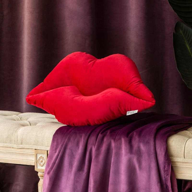 Housse et insert pour coussin en velours Lips, Rouge foncé