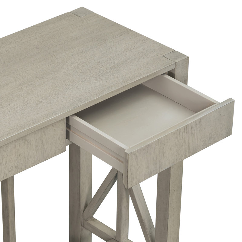Console U_Style en placage d'acacia de 60 po avec 4 tiroirs spacieux, Gris
