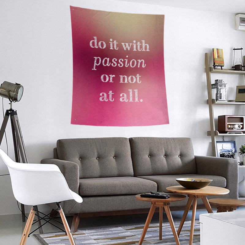 Tapisserie en polyester pour citation de passion, H 60 po x l 51 po, Lueur rose