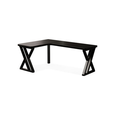 Bureau d'écriture rectangulaire en bois massif noir