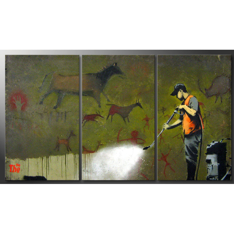 Banksy - 3 Piece Print on Canvas