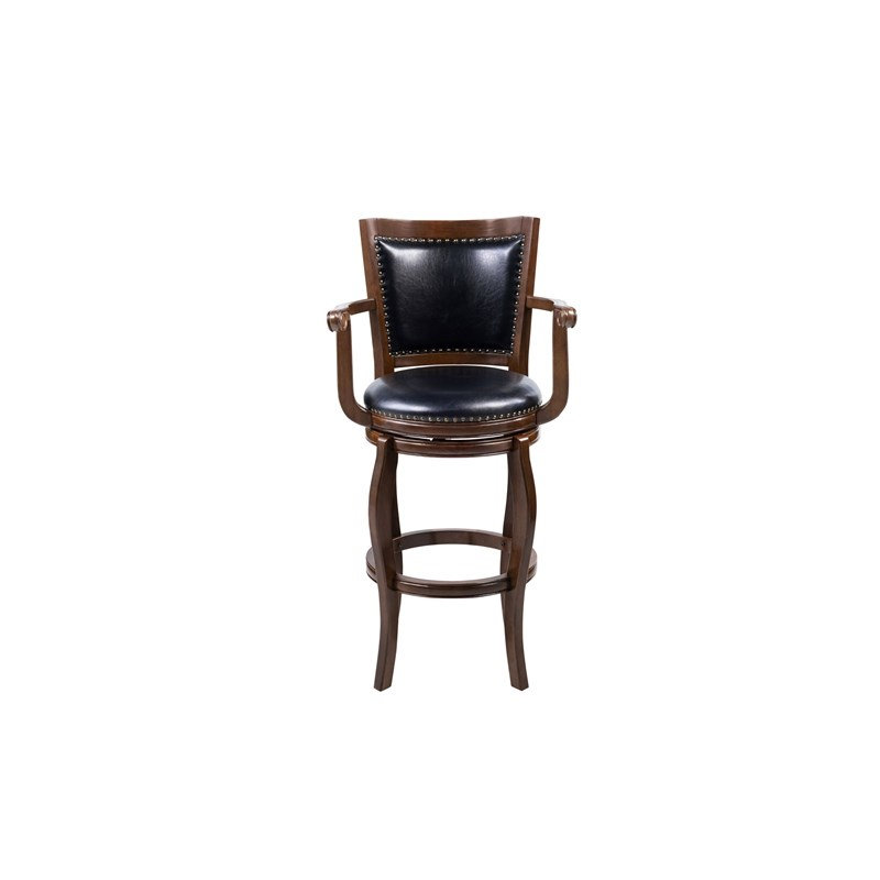 Très grand tabouret de bar pivotant en bois franc capitonné capitonné Cappuccino