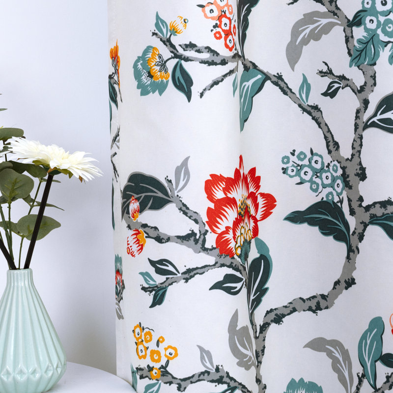 Alarie Ada Botanical Print Lined Flower Leaf Thermal Insulated Window Valance Rod Pocket  1 Pack, 52" W x 14" L, Multi