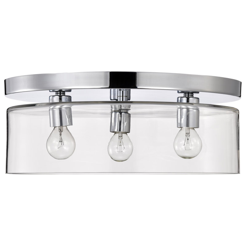 Lulia - Plafonnier encastré 15 po - Nickel poli avec verre transparent