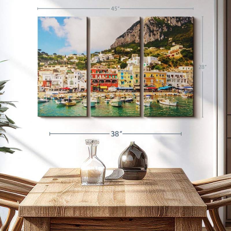 Capri Harbor Canvas Print, 28" H x 45" W