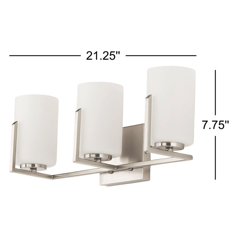 Éclairage pour salle de bain à intensité variable à 3 lumières de 21,25 po Roni, Nickel satiné, 3-Light