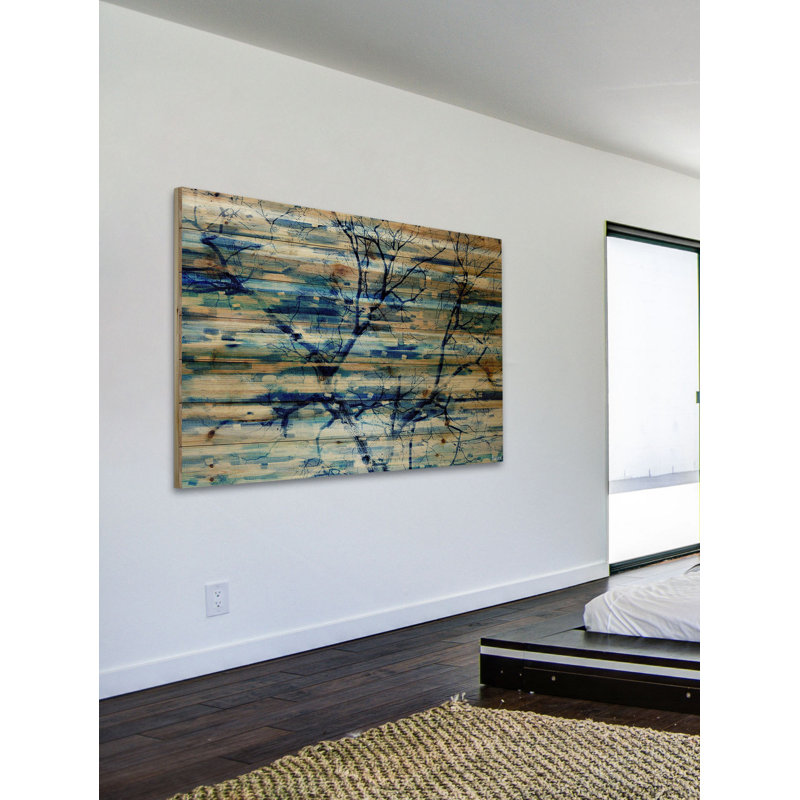 Arbres en bleu par Parvez Taj - impression sur bois, H 8 po x l 12 po x P 1,5 po