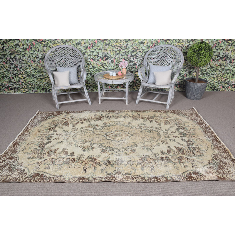 Tapis Oushak rétro vintage turc pour chambre et salon en teinte rouge Anatolian