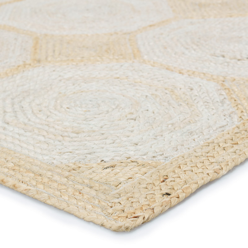 Tapis beige clair / blanc à motif géométrique naturel, Tapis de couloir 2 pi 6 po x 9 pi