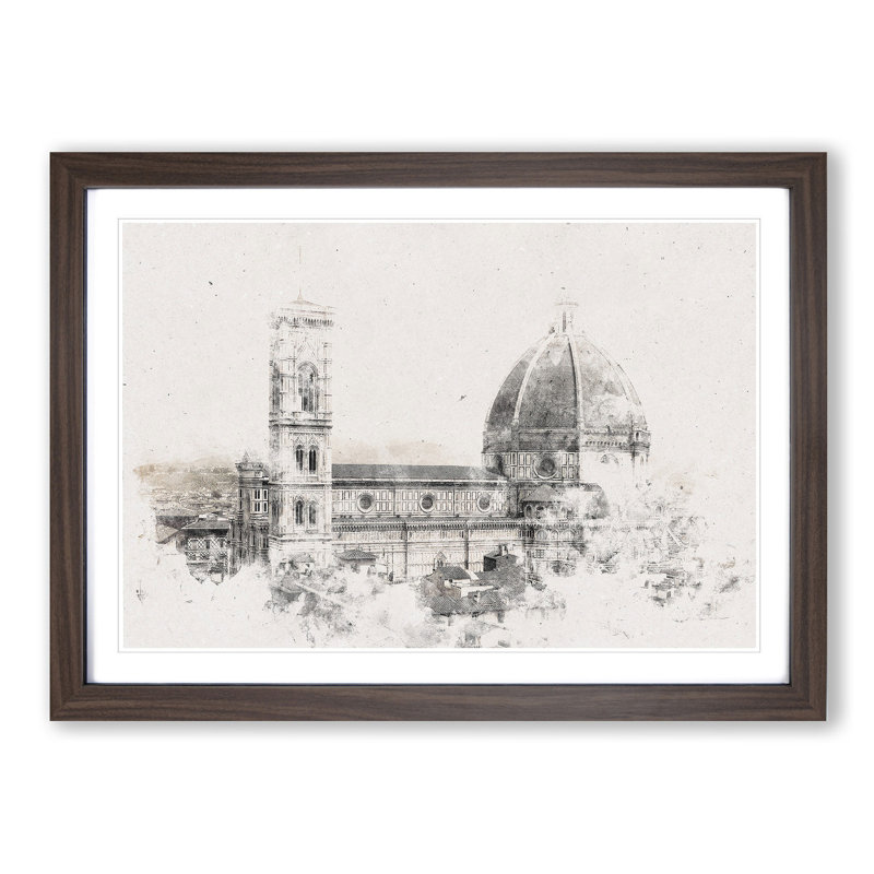 Florence Cathedral in Italy - Picture Frame Painting Print, Walnut Framed, 45cm H x 63cm W x 2cm D