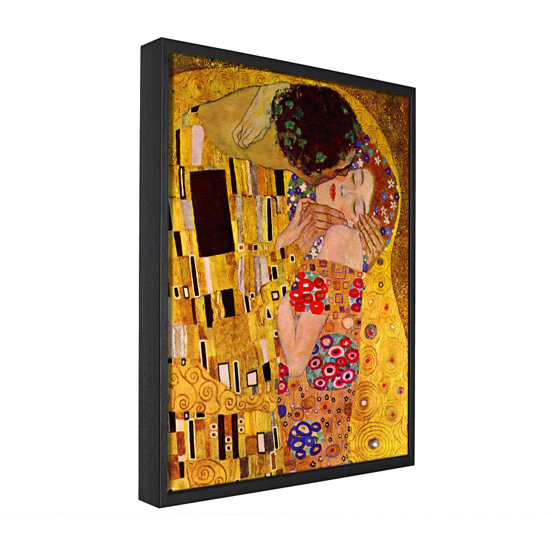 Klimt den Kuss schließen - Einzelner Bilderrahmen Kunstdrucke auf Leinwand