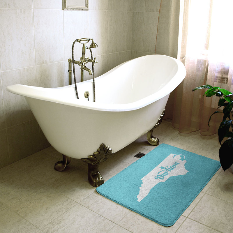 Tapis rectangulaire antidérapant pour salle de bain, L 21 po x L 34 po, Sarcelle, Durham, Caroline du Nord 