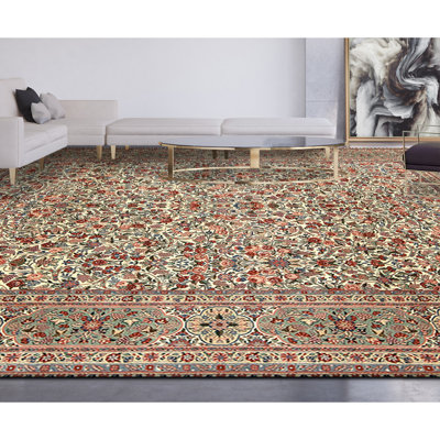 Tapis rectangulaire en laine noué à la main
