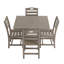 Ensemble de salle à manger d'extérieur 5 pièces en HDPE avec table carrée et 4 chaises sans accoudoirs, trou pour parasol-110468759