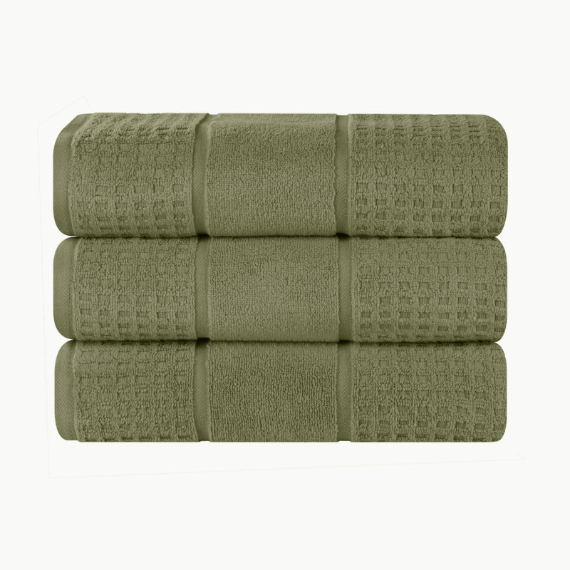 Hochman 100% Zero Twist Cotton Waffle Honeycomb Plush Absorbent Bath Towel, Forest Green