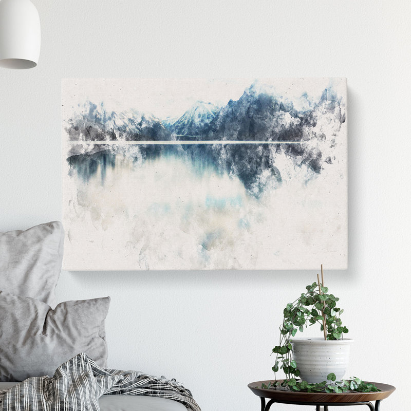 Lake McDonald Montana Watercolour - Print, Wrapped Canvas, 60cm H x 91cm W x 3cm D