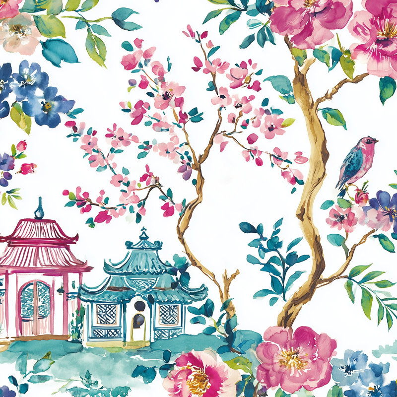 Papier peint floral chinois