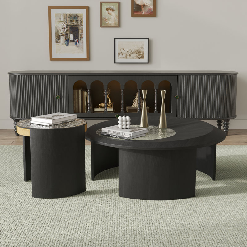 Ensemble de tables basses rondes, Noir