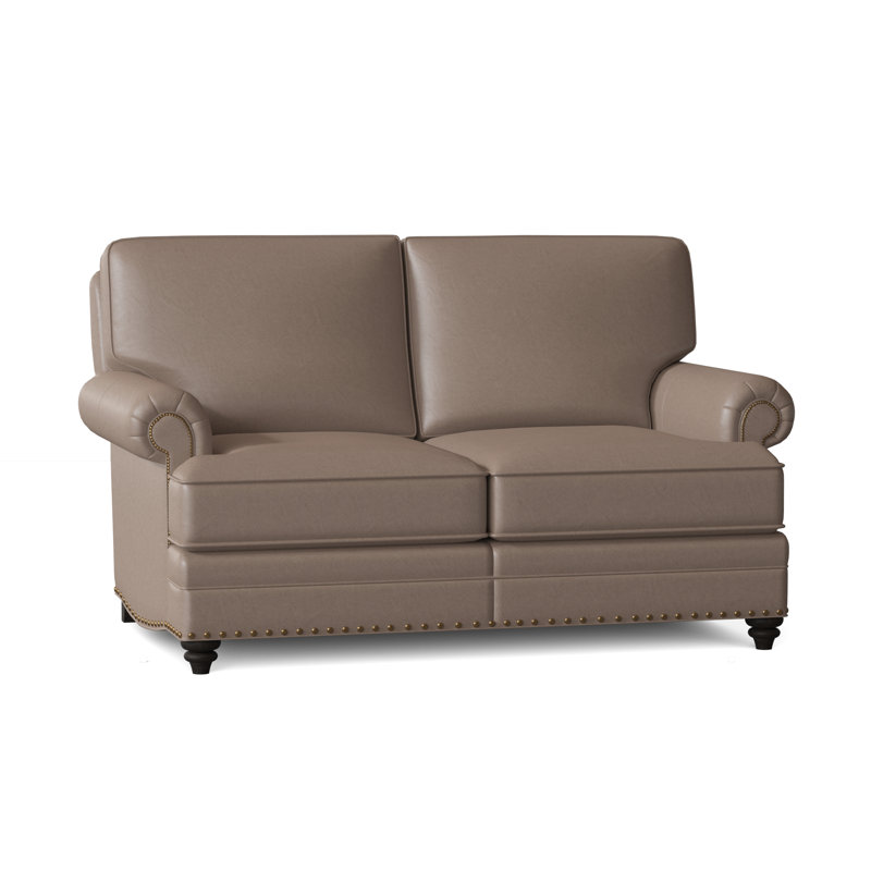 Carrado Leather Loveseat, Aline Fumo Genuine Leather, Cobblestone, French Natural