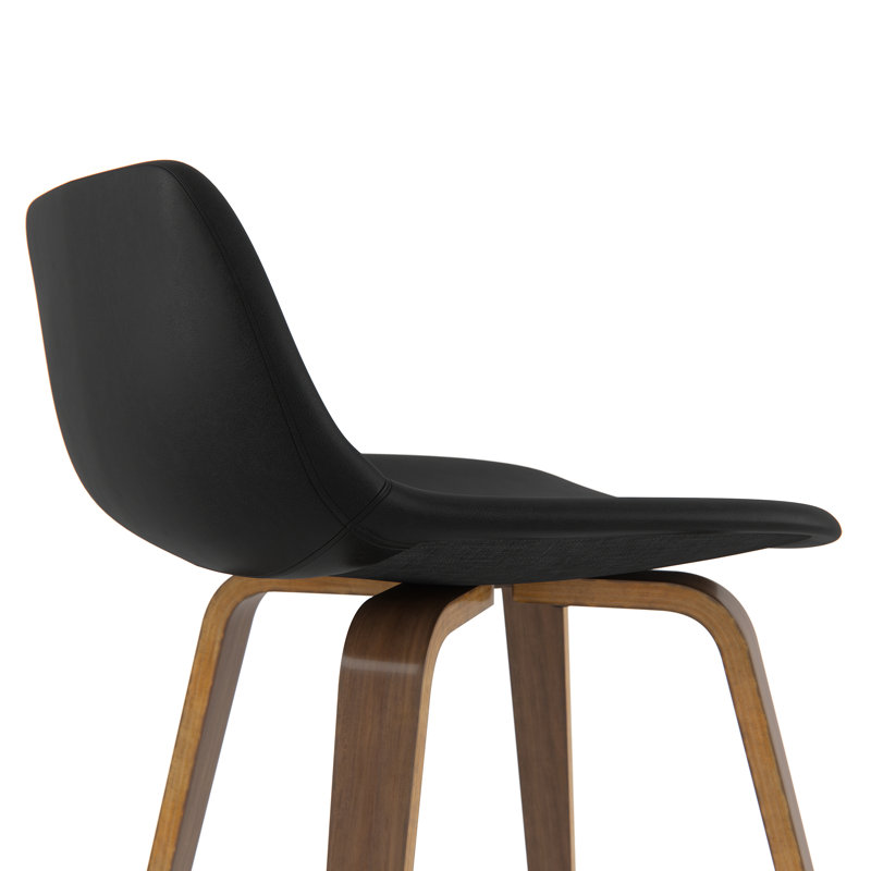 Randolph Upholstered Bentwood Mid-Century Modern Bar & Counter Stool with Chrome Footrest (Set of 2)