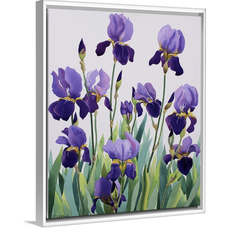 «Purple Irises» par Christopher Ryland, reproduction d'art graphique sur toile, H 32 po x l 26 po x P 1,75 po