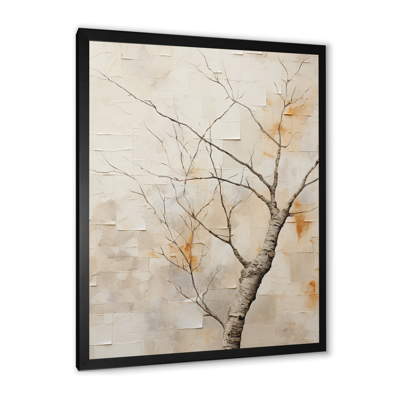 Minimalisme Sycamore Tree Landscape I, reproduction d'art sur toile, H 32 po x l 16 po x P 1 po, Cadre simple noir