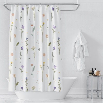 Rideau de douche simple floral + crochets