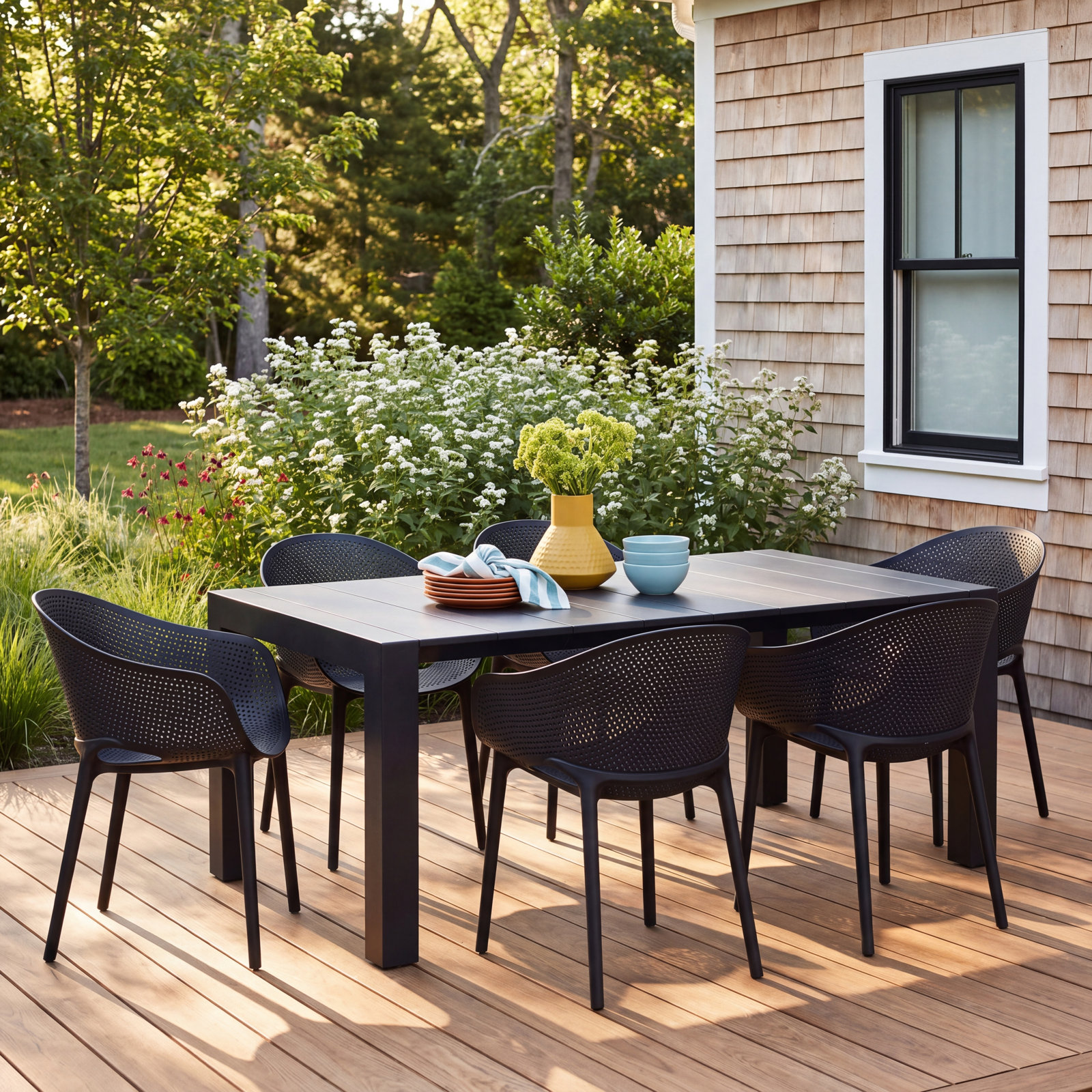 Farrah 39" Patio Dining Set, Black