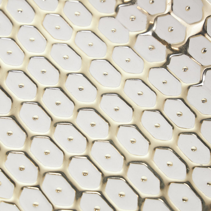 Laudalino Metal Geometric Dot Geometric Decor Gold Tray with White Accents Set