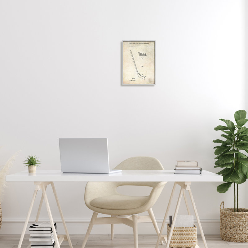 «Vintage Hockey Stick Sports Schema» par Karl Hronek - impression, L 11 po x H 11 po, Estampe numérique Farmhouse