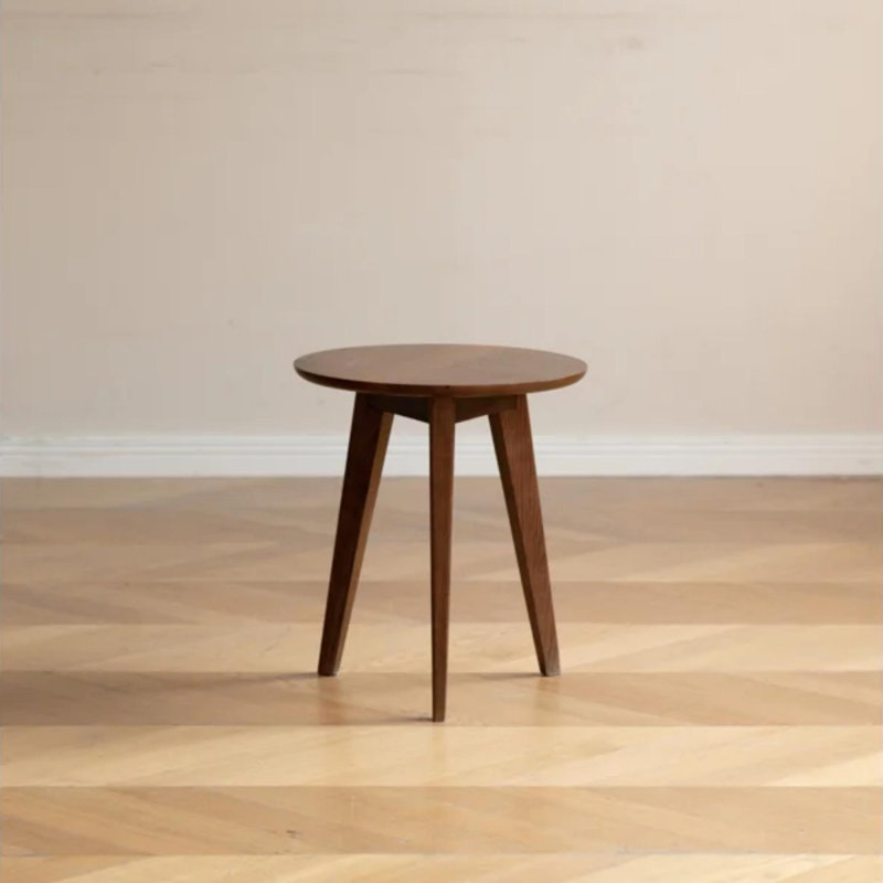 Table d'appoint ronde moderne en bois massif de 17,7 po de largeur, Brown Wood
