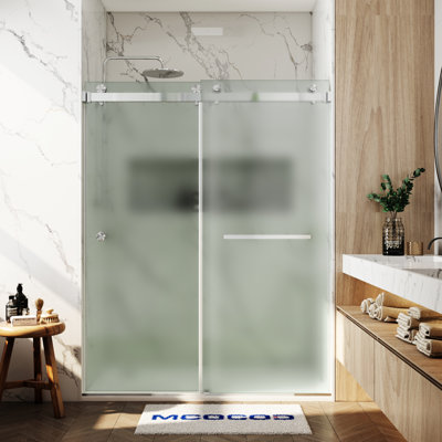 Opal Mirage MCOCOD 56-61"W x 76"H Double Sliding Frameless Smooth Sliding Shower Door with 3/8"(10mm)Frosted Glass