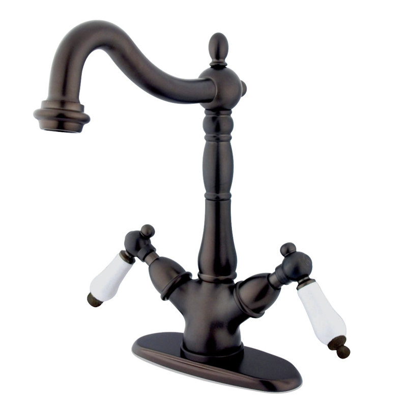 Kingston Brass Heritage Two-Handle 1-or-3 Hole Deck Mount Vessel Faucet, Oil Rubbed Bronze