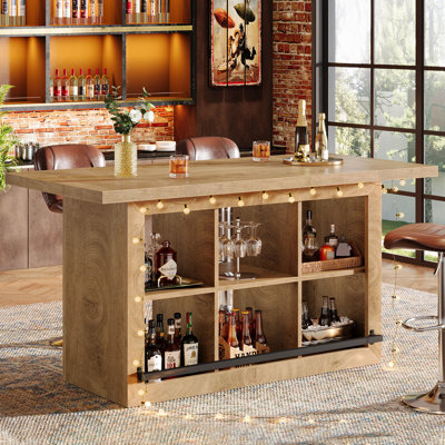 Table de bar avec rangement 62,6 po