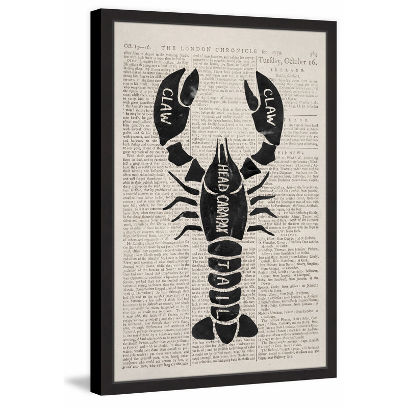 « homard contour », reproduction d’art encadrée, H 36 po x l 24 po x P 1,5 po