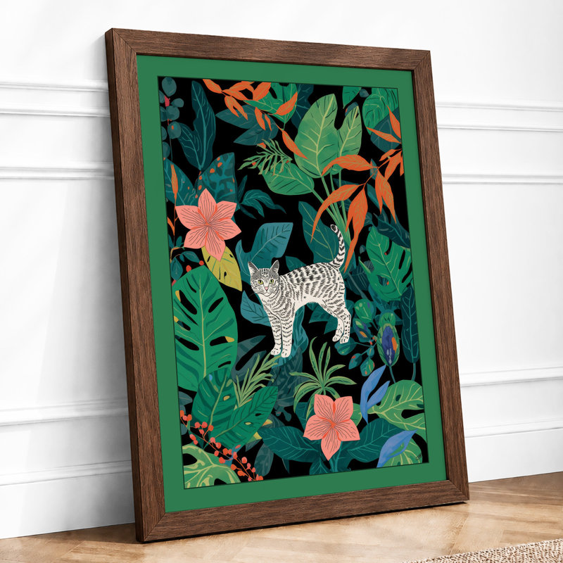 Leopard in Bloom Boho - Framed Print, Walnut, A1 - 84.1 x 59.4 cm