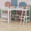 Lit mezzanine en bois avec échelle en L et 2 bureaux intégrés en L-997362333