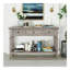 Console de style rétro classique avec trois tiroirs supérieurs et une tablette inférieure de style ouvert, facile à assembler (gris délavé)-1639781738