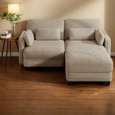 Canapés d'angle à compression, causeuse modulaire moderne en chenille camel pour la maison