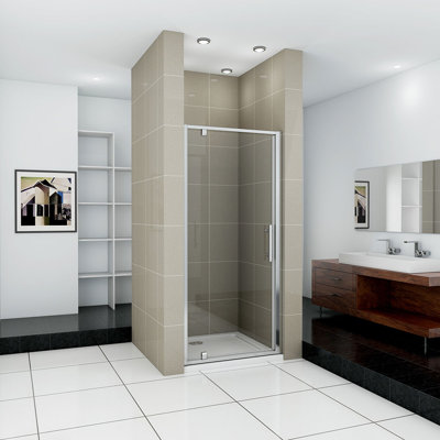 Nillie 760 x 1850mm Pivot Shower Door Hinge Shower Screen Safety Glass