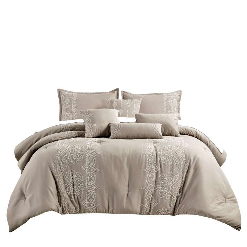 Channel Floral Comforter Set, Queen Comforter + 6 Additional Pieces